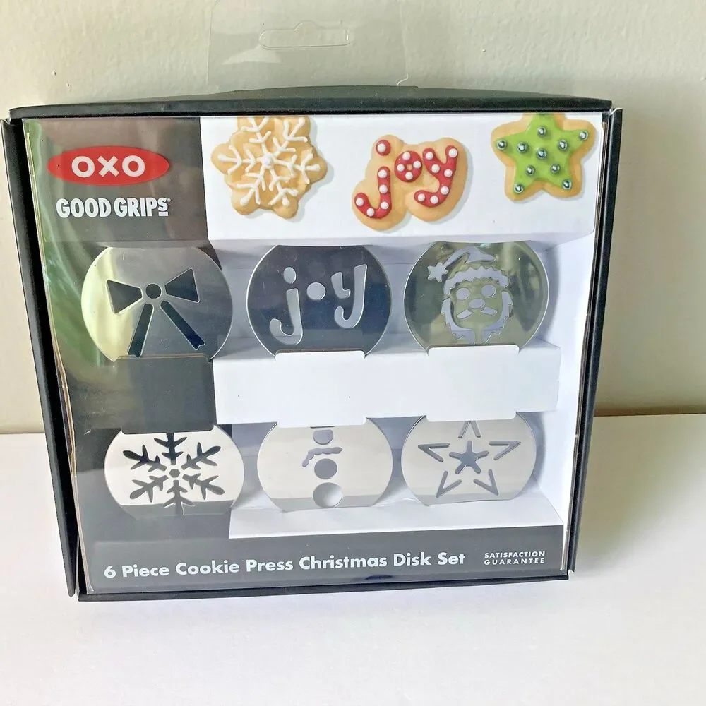 OXO Good Grips 6 Piece Cookie Press Disk Set Christmas Disk Set New In Box